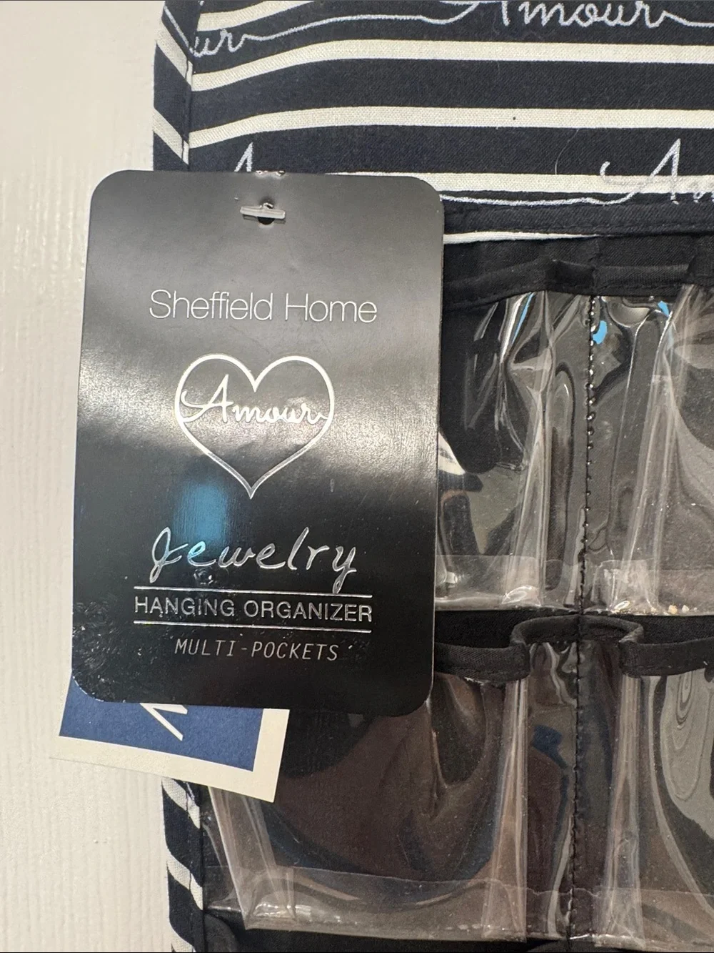 Jewelry Sheffield Home Black & White Heart Hanging Jewelry Pocket Organizer